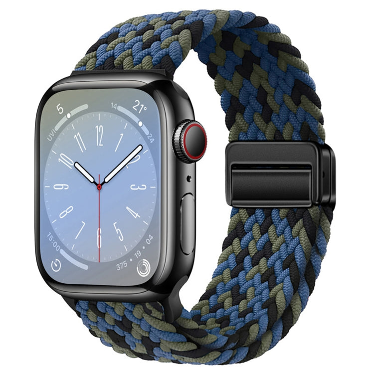 For Apple Watch SE 2022 44mm Nylon Woven Magnetic Fold Buckle Watch Band(Blue Camouflage) - Watch Bands by PMC TechLife | Online Shopping South Africa | PMC TechLife