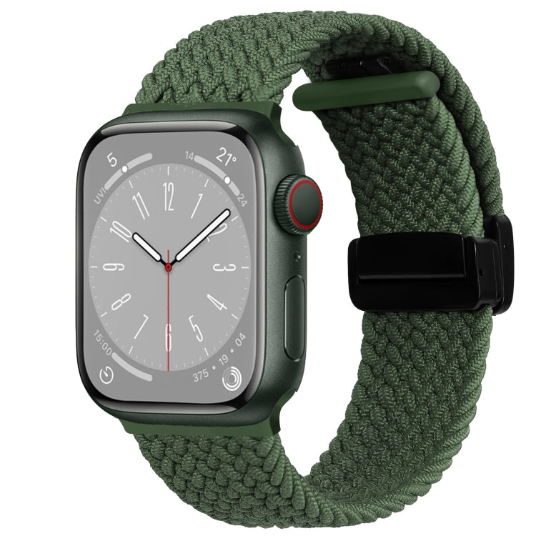 For Apple Watch Series 7 41mm Nylon Woven Magnetic Fold Buckle Watch Band(Green) - Watch Bands by PMC TechLife | Online Shopping South Africa | PMC TechLife