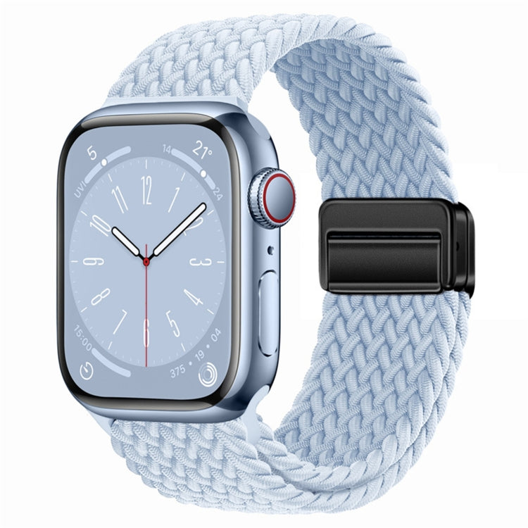 For Apple Watch Series 7 45mm Nylon Woven Magnetic Fold Buckle Watch Band(Misty Blue) - Watch Bands by PMC TechLife | Online Shopping South Africa | PMC TechLife