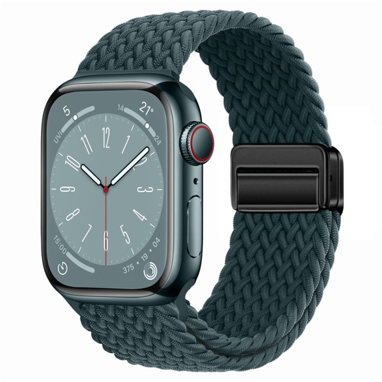 For Apple Watch Series 7 45mm Nylon Woven Magnetic Fold Buckle Watch Band(Rainforest Green) - free shipping - PMC TechLife - Order now!