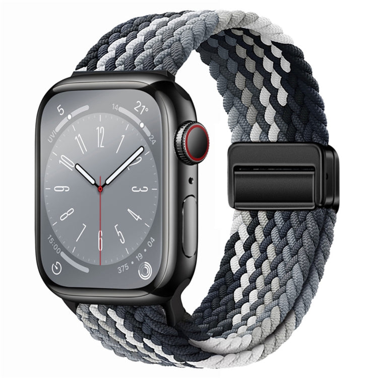 For Apple Watch Series 3 38mm Nylon Woven Magnetic Fold Buckle Watch Band(Grey Black) - Watch Bands by PMC TechLife | Online Shopping South Africa | PMC TechLife