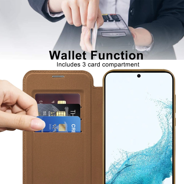 For Samsung Galaxy S22 5G Shield MagSafe RFID Anti-theft Leather Phone Case(Brown) - free shipping - PMC TechLife - Order now!