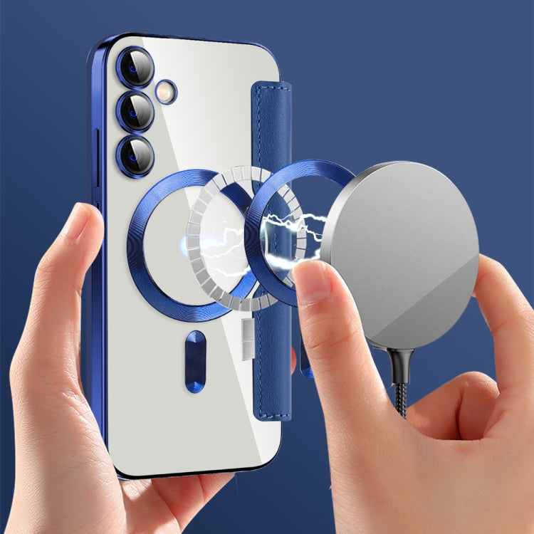 For Samsung Galaxy S23 FE 5G MagSafe Magnetic RFID Anti-theft Leather Phone Case(Dark Blue) - Galaxy S23 FE 5G Cases by PMC TechLife | Online Shopping South Africa | PMC TechLife