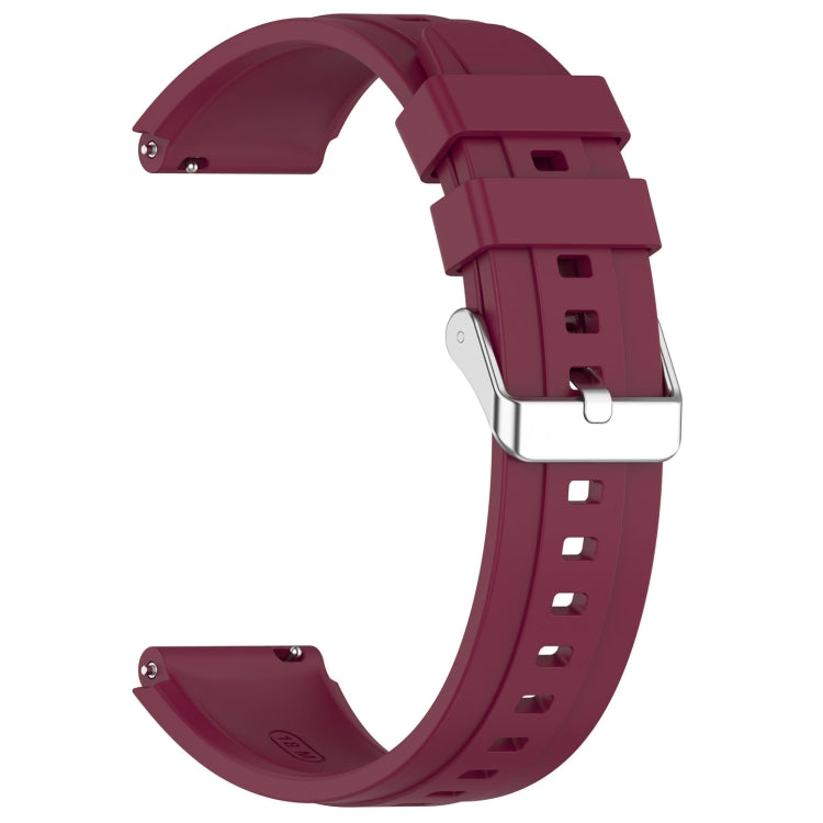 For Huawei Watch GT4 46mm Official Steps Style Silver Buckle Silicone Watch Band(Wine Red) - Watch Bands by PMC TechLife | Online Shopping South Africa | PMC TechLife