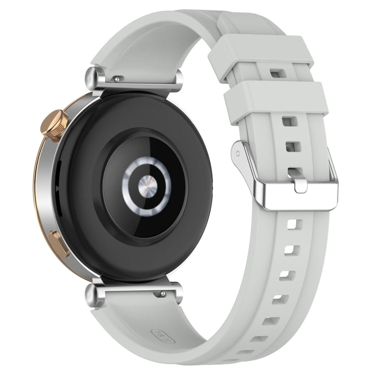 For Huawei Watch GT4 46mm Official Steps Style Silver Buckle Silicone Watch Band(Gray) - Watch Bands by PMC TechLife | Online Shopping South Africa | PMC TechLife