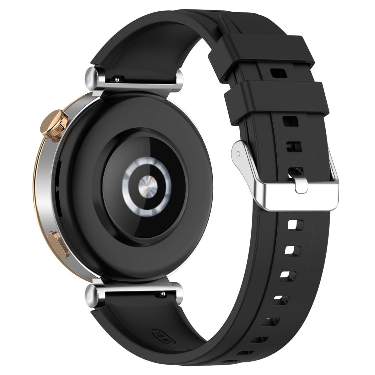 For Huawei Watch GT4 46mm Official Steps Style Silver Buckle Silicone Watch Band(Black) - Watch Bands by PMC TechLife | Online Shopping South Africa | PMC TechLife