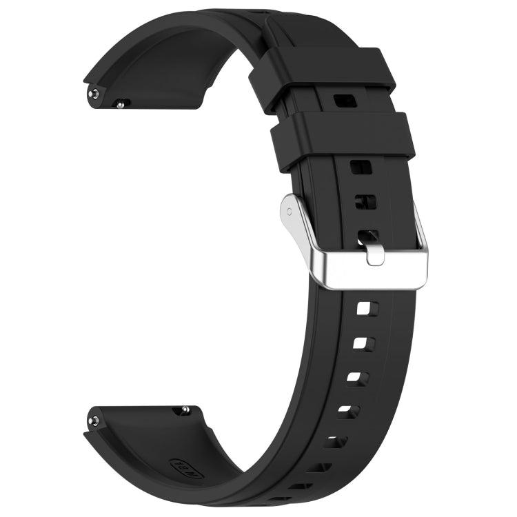 For Huawei Watch GT4 46mm Official Steps Style Silver Buckle Silicone Watch Band(Black) - Watch Bands by PMC TechLife | Online Shopping South Africa | PMC TechLife