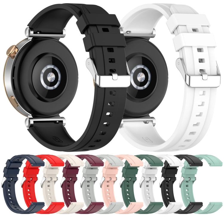 For Huawei Watch GT4 41mm Official Steps Style Silver Buckle Silicone Watch Band(Black) - Watch Bands by PMC TechLife | Online Shopping South Africa | PMC TechLife | Buy Now Pay Later Mobicred