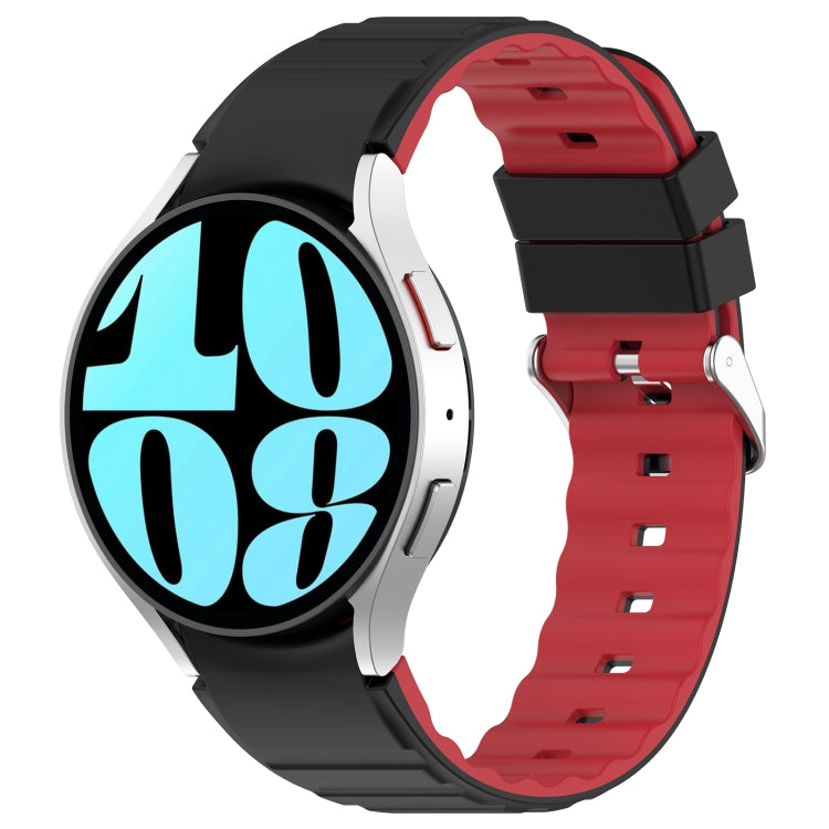 For Samsung Galaxy Watch 6 Classic Two Color Horizontal Silicone Watch Band(Black Red) - Watch Bands by PMC TechLife | Online Shopping South Africa | PMC TechLife