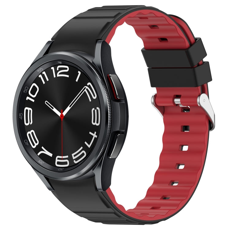 For Samsung Galaxy Watch 6 Classic Two Color Horizontal Silicone Watch Band(Black Red) - Watch Bands by PMC TechLife | Online Shopping South Africa | PMC TechLife