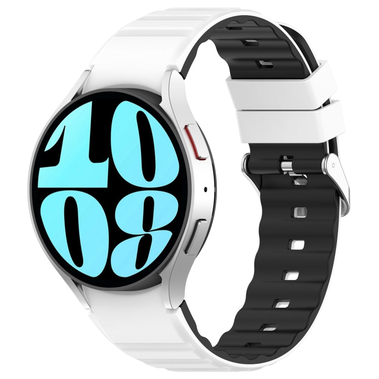 For Samsung Galaxy Watch 6 Classic Two Color Horizontal Silicone Watch Band(White Black) - Watch Bands by PMC TechLife | Online Shopping South Africa | PMC TechLife
