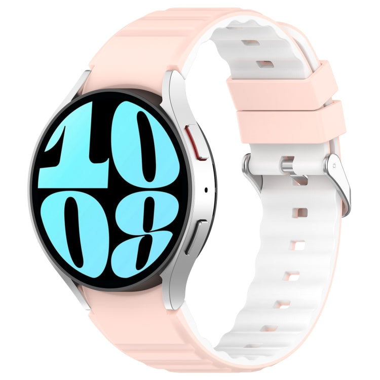 For Samsung Galaxy Watch 5 Two Color Horizontal Silicone Watch Band(Pink White) - Watch Bands by PMC TechLife | Online Shopping South Africa | PMC TechLife