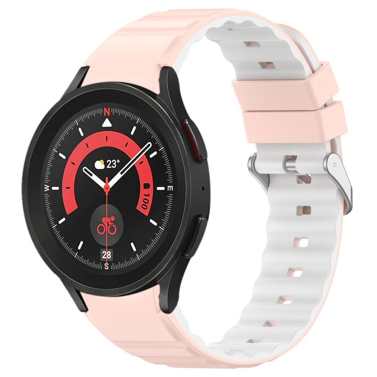 For Samsung Galaxy Watch 5 Two Color Horizontal Silicone Watch Band(Pink White) - Watch Bands by PMC TechLife | Online Shopping South Africa | PMC TechLife