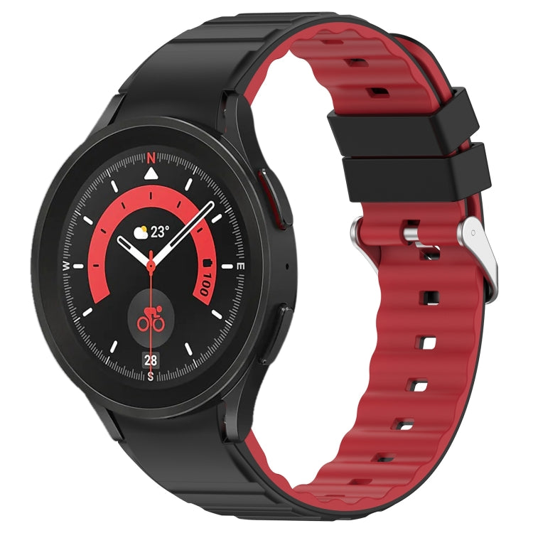 For Samsung Galaxy Watch 5 Two Color Horizontal Silicone Watch Band(Black Red) - Watch Bands by PMC TechLife | Online Shopping South Africa | PMC TechLife