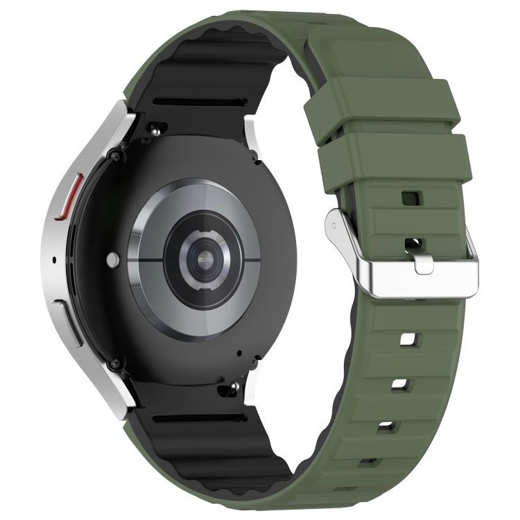 For Samsung Galaxy Watch 5 Pro Two Color Horizontal Silicone Watch Band(Olive Green Black) - Watch Bands by PMC TechLife | Online Shopping South Africa | PMC TechLife