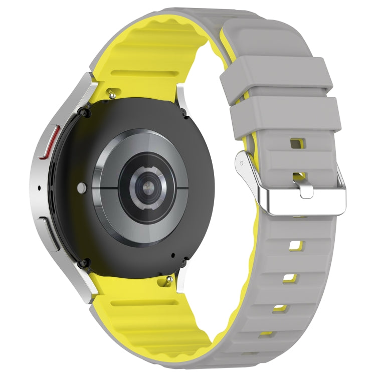 For Samsung Galaxy Watch 4 Classic 46mm Two Color Horizontal Silicone Watch Band(Grey Yellow) - Watch Bands by PMC TechLife | Online Shopping South Africa | PMC TechLife