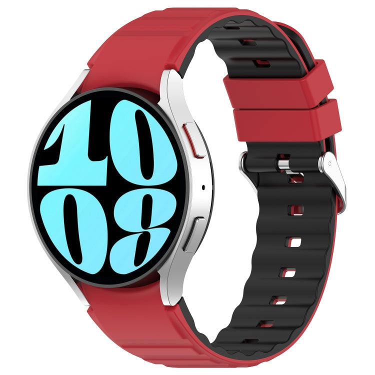 For Samsung Galaxy Watch 4 Classic 46mm Two Color Horizontal Silicone Watch Band(Red Black) - Watch Bands by PMC TechLife | Online Shopping South Africa | PMC TechLife