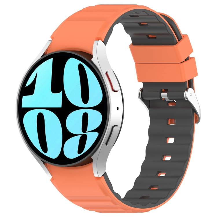 For Samsung Galaxy Watch 4 Classic 46mm Two Color Horizontal Silicone Watch Band(Orange Grey) - Watch Bands by PMC TechLife | Online Shopping South Africa | PMC TechLife