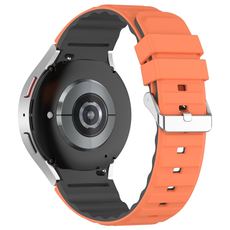 For Samsung Galaxy Watch 4 Classic 46mm Two Color Horizontal Silicone Watch Band(Orange Grey) - Watch Bands by PMC TechLife | Online Shopping South Africa | PMC TechLife