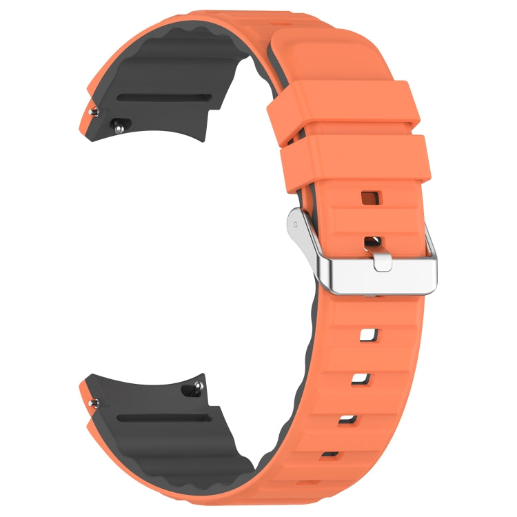For Samsung Galaxy Watch 4 Classic 46mm Two Color Horizontal Silicone Watch Band(Orange Grey) - Watch Bands by PMC TechLife | Online Shopping South Africa | PMC TechLife