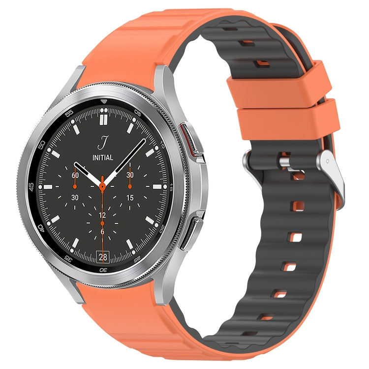 For Samsung Galaxy Watch 4 Classic 46mm Two Color Horizontal Silicone Watch Band(Orange Grey) - Watch Bands by PMC TechLife | Online Shopping South Africa | PMC TechLife