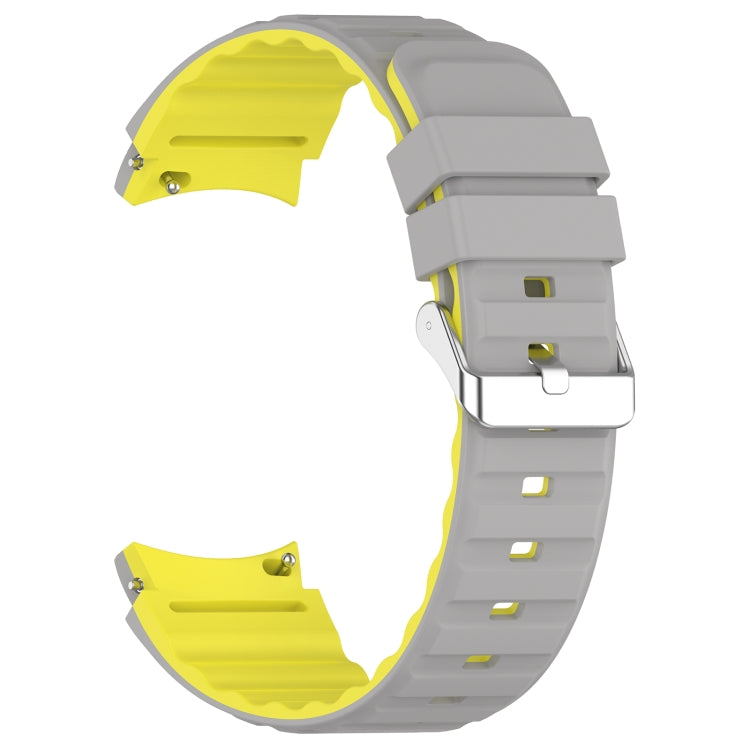 For Samsung Galaxy Watch 3 41mm Two Color Horizontal Silicone Watch Band(Grey Yellow) - Watch Bands by PMC TechLife | Online Shopping South Africa | PMC TechLife