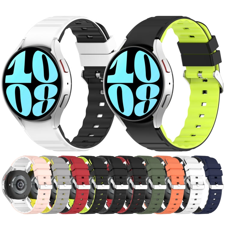 For Samsung Galaxy Watch 6 Two Color Horizontal Silicone Watch Band(White Black) - Watch Bands by PMC TechLife | Online Shopping South Africa | PMC TechLife