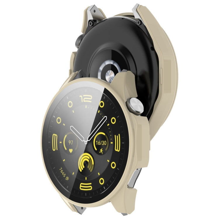 For Huawei Watch GT4 46mm PC+Tempered Glass Integrated Smart Watch Case(Ivory White) - Watch Cases by PMC TechLife | Online Shopping South Africa | PMC TechLife