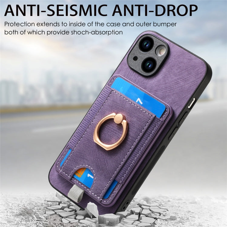 For iPhone 12 Pro Retro Splitable Magnetic Card Bag Leather Phone Case(Purple) - free shipping - PMC TechLife - Order now!