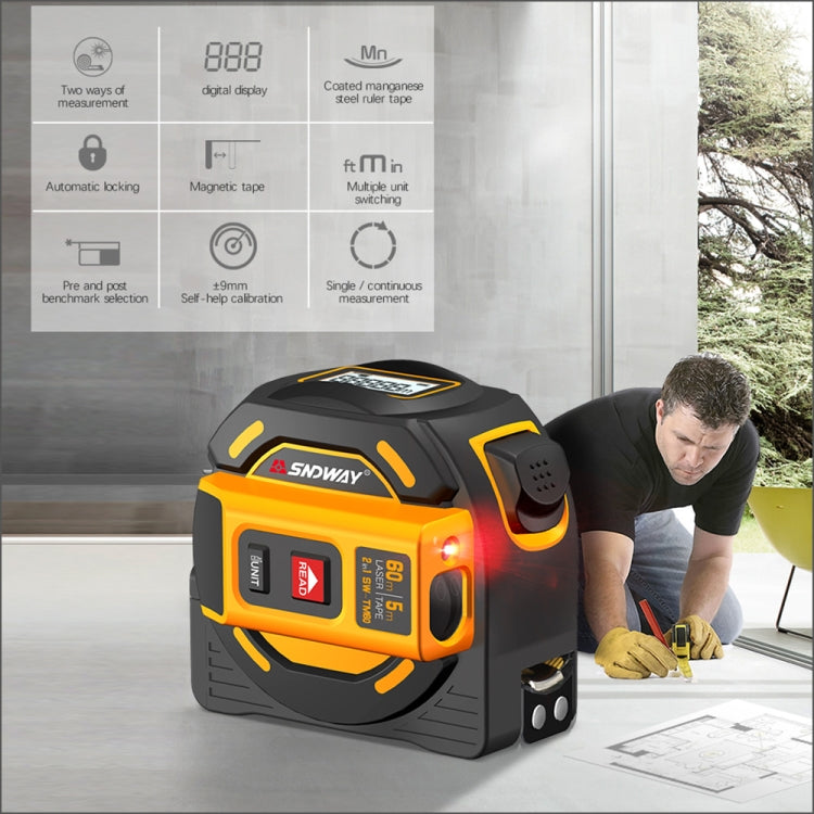 SNDWAY SW-TM40 40m Digital Range Finder Laser Distance Meter Tape Multi-function Self-Locking Hand Tool Device - free shipping - PMC TechLife - Order now!