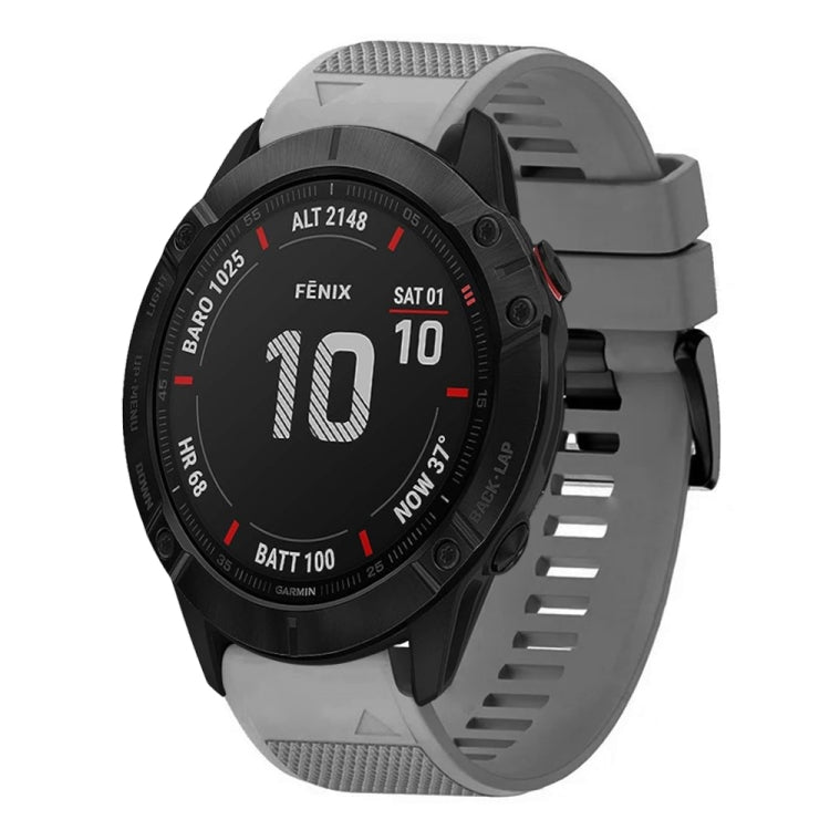 Compatible with Garmin Fenix 6X Sapphire 26mm Quick Release Silicone Watch Band(Grey) - Watch Bands by PMC TechLife | Online Shopping South Africa | PMC TechLife | Buy Now Pay Later Mobicred
