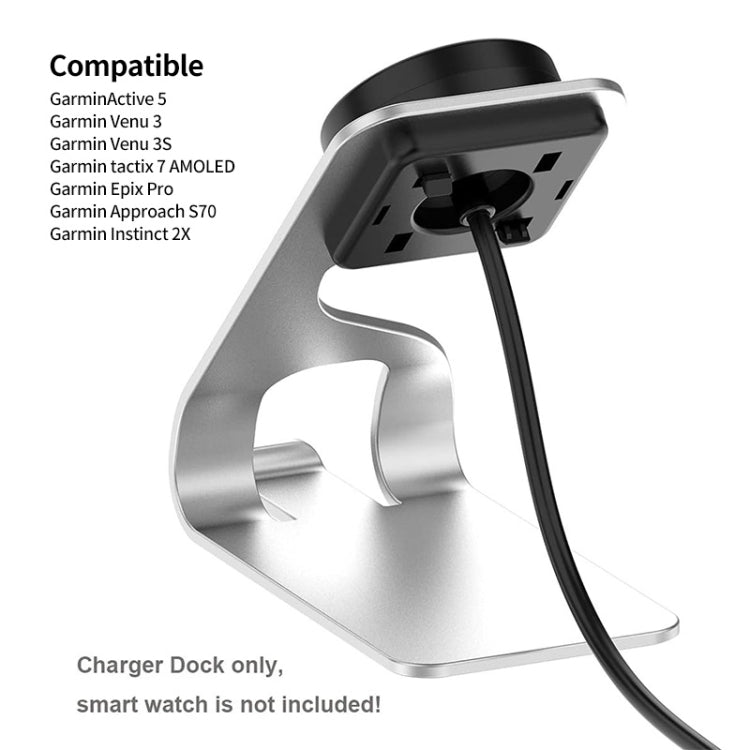 JUNSUNMAY Compatible with Garmin Venu 3 / Venu 3S USB Port Aluminum Alloy Watch Charger Holder, Length: 1.5m(Grey) - Charger by JUNSUNMAY | Online Shopping South Africa | PMC TechLife | Buy Now Pay Later Mobicred