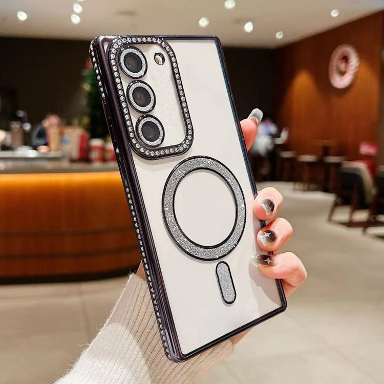 For Samsung Galaxy S22 5G Diamond Gradient Plated MagSafe TPU Phone Case(Black) - Galaxy S22 5G Cases by PMC TechLife | Online Shopping South Africa | PMC TechLife