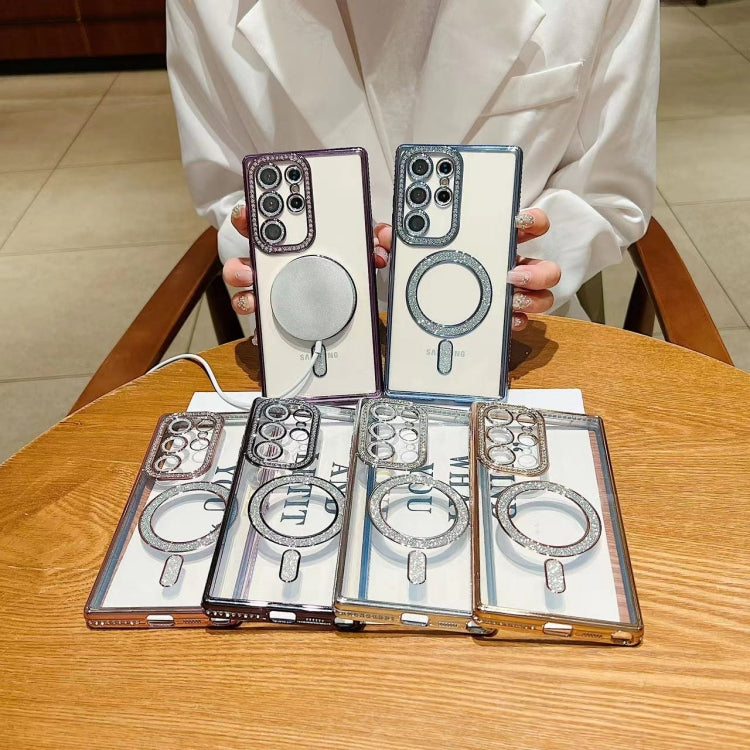 For Samsung Galaxy S22 Ultra 5G Diamond Gradient Plated MagSafe TPU Phone Case(Black) - Galaxy S22 Ultra 5G Cases by PMC TechLife | Online Shopping South Africa | PMC TechLife