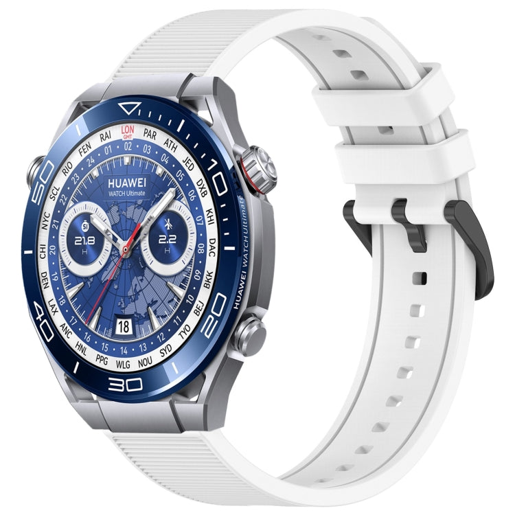 For Huawei Watch Ultimate 22mm Textured Silicone Solid Color Watch Band(White) - Watch Bands by PMC TechLife | Online Shopping South Africa | PMC TechLife