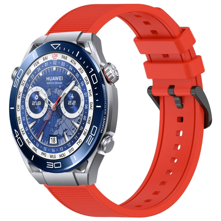 For Huawei Watch Ultimate 22mm Textured Silicone Solid Color Watch Band(Red) - Watch Bands by PMC TechLife | Online Shopping South Africa | PMC TechLife