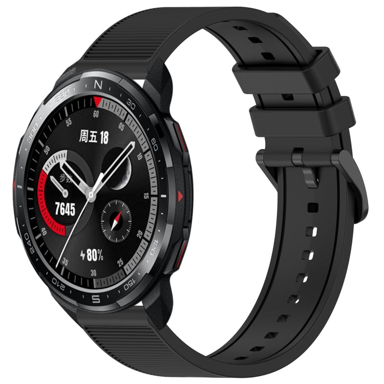 For Honor Watch GS Pro 22mm Textured Silicone Solid Color Watch Band(Black) - Watch Bands by PMC TechLife | Online Shopping South Africa | PMC TechLife