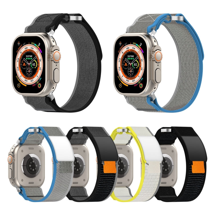 For Apple Watch Series 7 45mm Double Hook and Loop Faster Nylon Watch Band(Black) - Watch Bands by PMC TechLife | Online Shopping South Africa | PMC TechLife | Buy Now Pay Later Mobicred