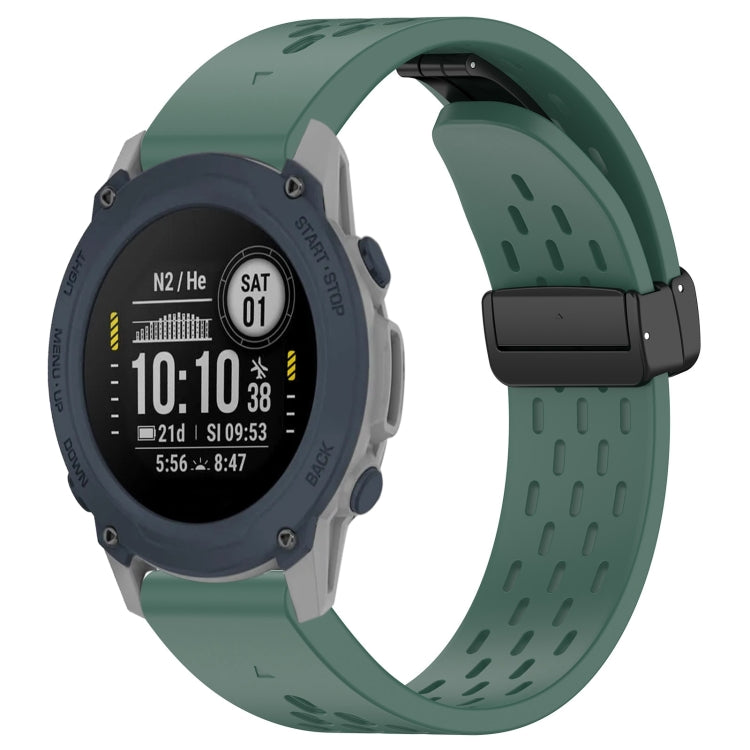 Compatible with Garmin Descent G1 22mm Holes Magnetic Folding Buckle Silicone Watch Band(Dark Green) - free shipping - PMC TechLife - Order now!