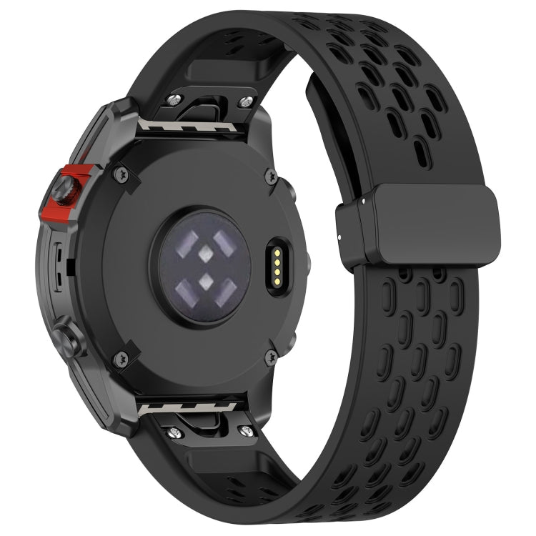 Compatible with Garmin Epix Pro 42mm 20mm Holes Magnetic Folding Buckle Silicone Watch Band(Black) - free shipping - PMC TechLife - Order now!