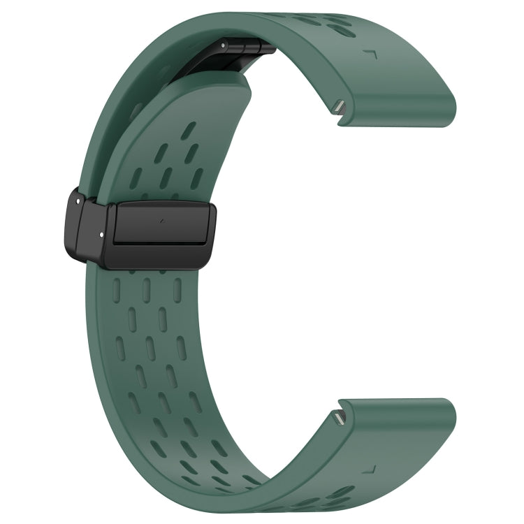 Compatible with Garmin Epix Pro 47mm 22mm Holes Magnetic Folding Buckle Silicone Watch Band(Dark Green) - free shipping - PMC TechLife - Order now!