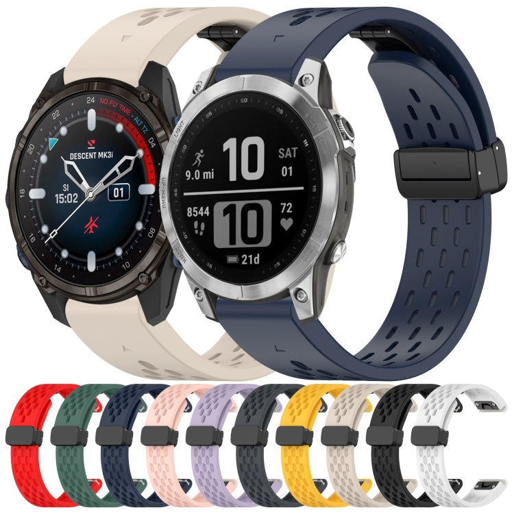 Compatible with Garmin Epix Pro 42mm 20mm Holes Magnetic Folding Buckle Silicone Watch Band(Black) - free shipping - PMC TechLife - Order now!