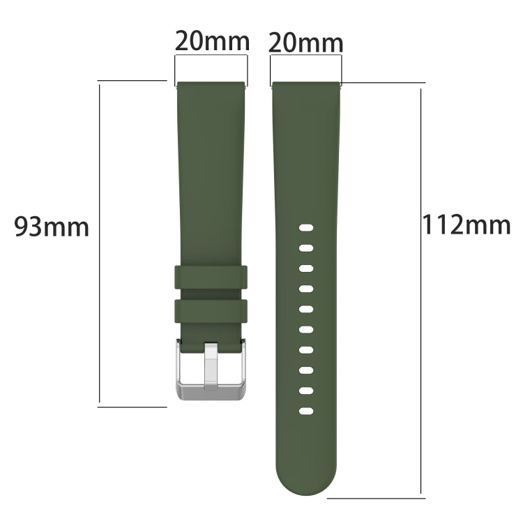 For Samsung Galaxy Watch 4 40mm 20mm Smooth Solid Color Silicone Watch Band(Olive Green) - Watch Bands by PMC TechLife | Online Shopping South Africa | PMC TechLife | Buy Now Pay Later Mobicred