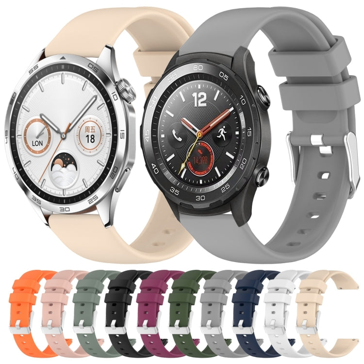 For Huawei Watch 2 20mm Smooth Solid Color Silicone Watch Band(Grey) - Watch Bands by PMC TechLife | Online Shopping South Africa | PMC TechLife | Buy Now Pay Later Mobicred