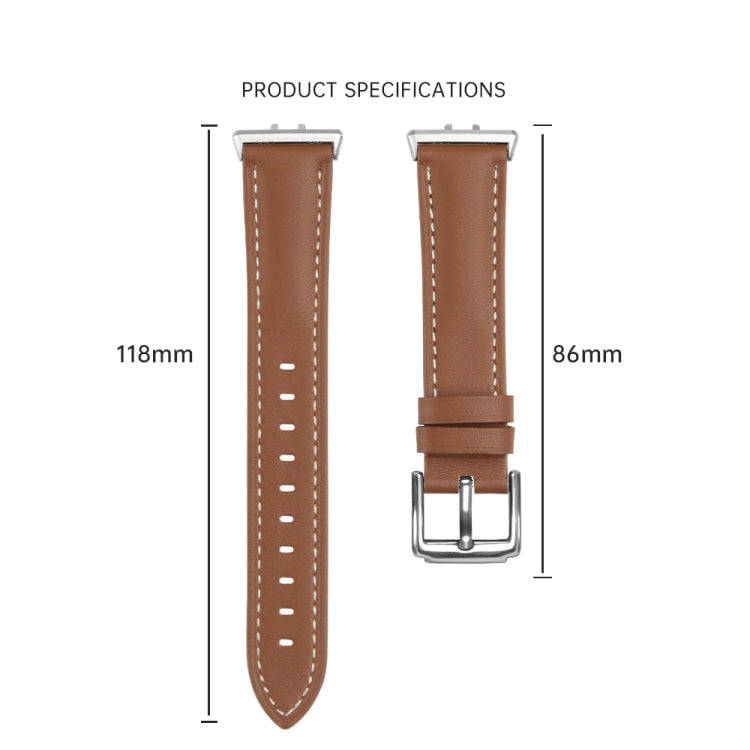 For Samsung Galaxy Watch Fit 3 Leather Sewing Thread Pin Buckle Watch Band(Red) - Watch Bands by PMC TechLife | Online Shopping South Africa | PMC TechLife