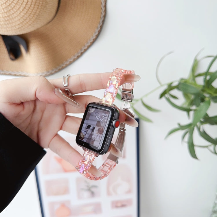 For Apple Watch Series 7 41mm Laser PC Colorful 12mm Slim Watch Band(Pink) - Watch Bands by PMC TechLife | Online Shopping South Africa | PMC TechLife