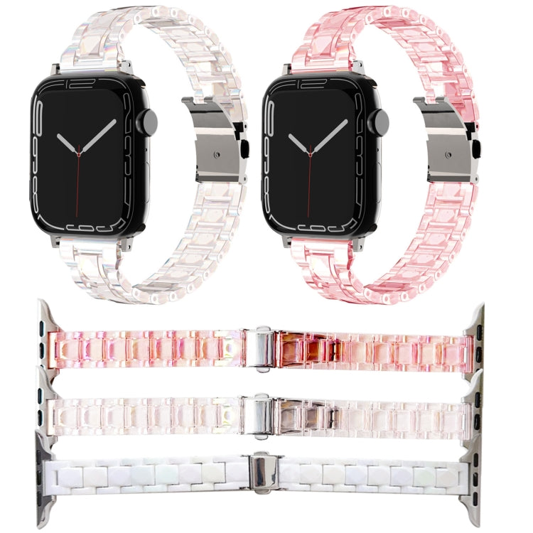 For Apple Watch Series 7 41mm Laser PC Colorful 20mm Slim Watch Band(White) - Watch Bands by PMC TechLife | Online Shopping South Africa | PMC TechLife