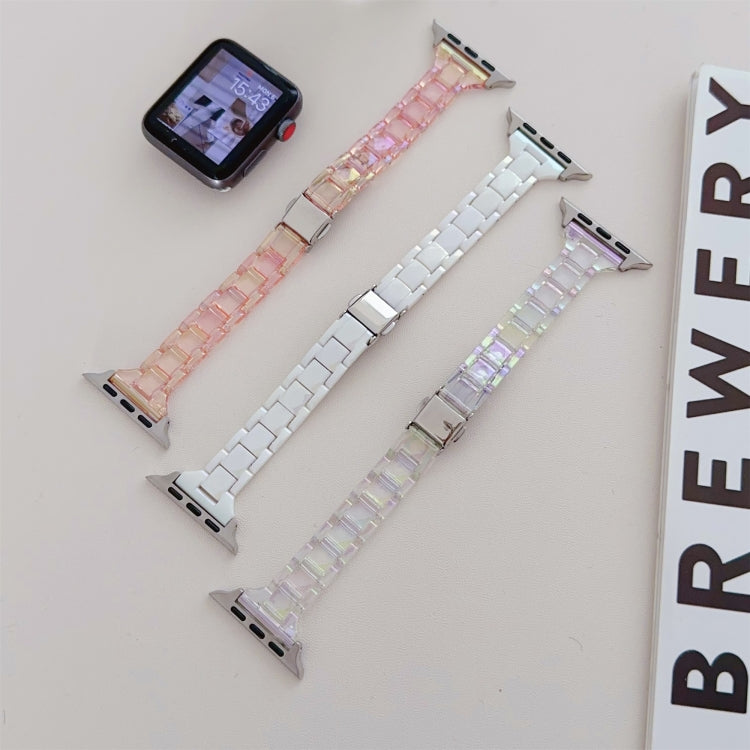 For Apple Watch Series 7 41mm Laser PC Colorful 20mm Slim Watch Band(White) - Watch Bands by PMC TechLife | Online Shopping South Africa | PMC TechLife