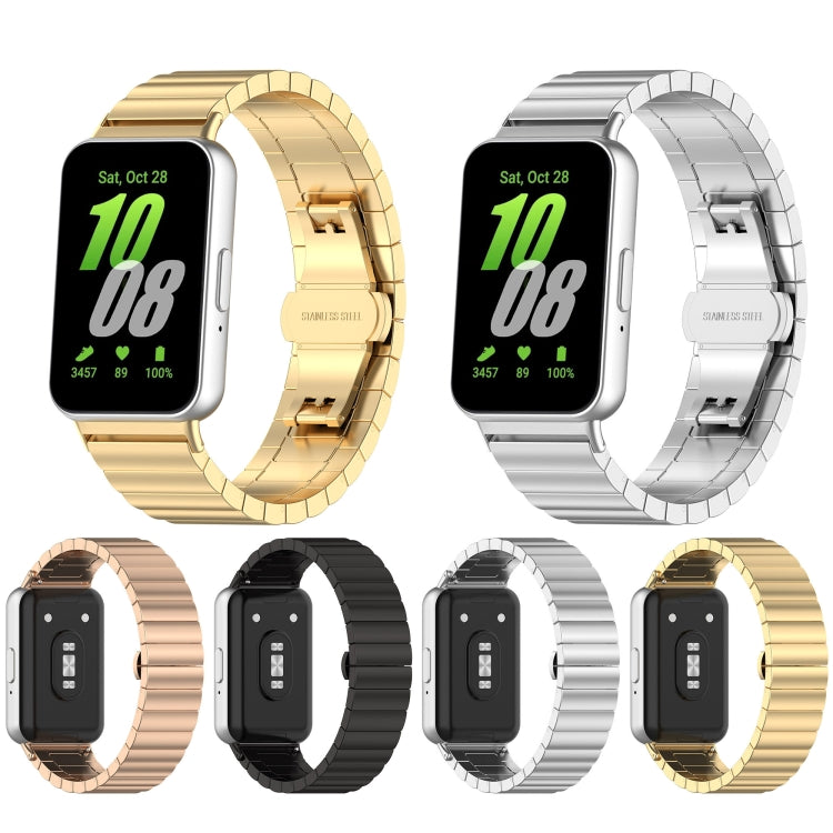 For Samsung Galaxy Fit 3 SM-R390 One Bead Stainless Steel Metal Watch Band(Black) - Watch Bands by PMC TechLife | Online Shopping South Africa | PMC TechLife | Buy Now Pay Later Mobicred