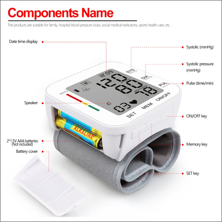 RZ204 Automatic Digital Wrist Cuff Blood Pressure Monitor Heart Beat LCD Digital Wrist Watch - Sphygmomanometer by PMC TechLife | Online Shopping South Africa | PMC TechLife